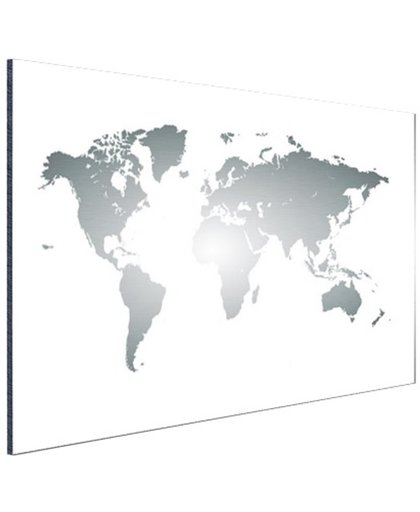 Wereldkaart zilver Aluminium 90x60