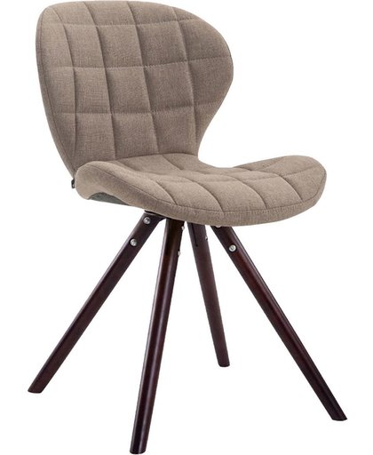 Clp Design retro stoel ALYSSA, bezoekersstoel, woonkamerstoel, eetkamerstoel, objectstoel, vergaderstoel, rond beukenhouten frame, bekleding van stof - taupe, kleur onderstel : cappucino,