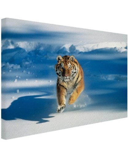 Siberische tijger in de aanval Canvas 180x120 cm - Foto print op Canvas schilderij (Wanddecoratie)
