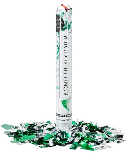 relaxdays confetti kanon zilver-groen - 40 cm party popper - confettitube metallic folie