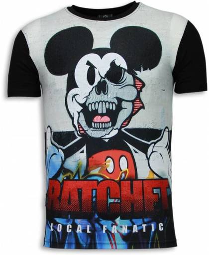 Local Fanatic Ratchet Mickey - Digital Rhinestone T-shirt - Zwart - Maten: XL