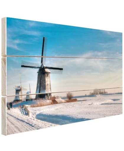 FotoCadeau.nl - Nederlands winterlandschap Hout 80x60 cm - Foto print op Hout (Wanddecoratie)