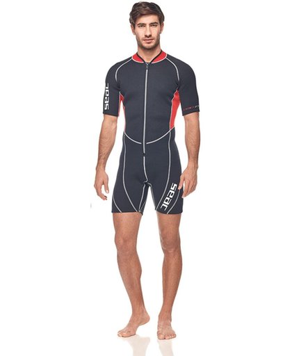 Seac | wetsuit |  Ciao |  shorty | 2,5 mm neopreen | heren |  maat  XL | Zwart met Rood