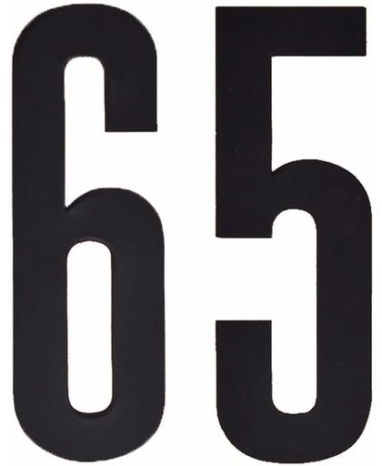 Cijfer sticker 65 zwart 10 cm - klikocijfers / losse plakcijfers