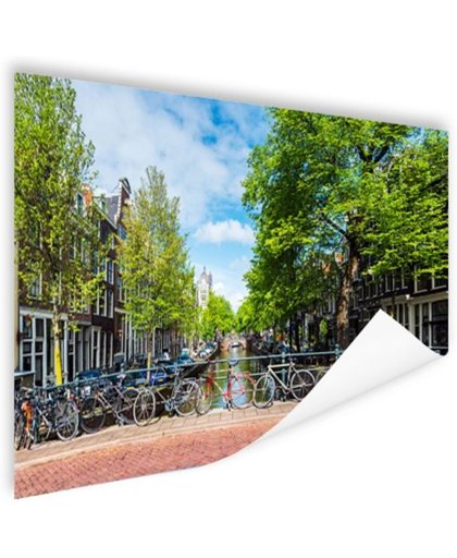 Brug met fietsen over gracht Amsterdam Poster 150x75 cm - Foto print op Poster (wanddecoratie)