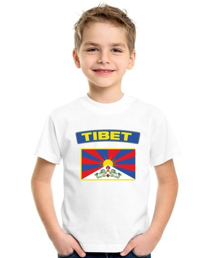 Tibet t-shirt met Tibetaanse vlag wit kinderen M (134-140)