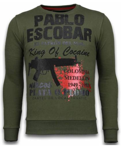 Local Fanatic Pablo Escobar - Rhinestone Sweater - Groen - Maten: XL