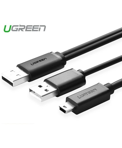 USB 2.0 A male ×2 to Mini 5pin Male Cable 100cm