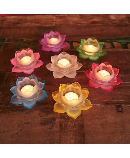 Set van 7 Sfeerlichten Lotus (glas)