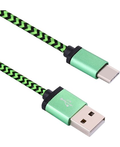 1m Woven Style Type-c USB 3.1 to USB 2.0 Data Sync Charge Kabel voor Macbook / Google Chromebook / Nokia N1 Tablet PC / Letv Smart Phone(groen)