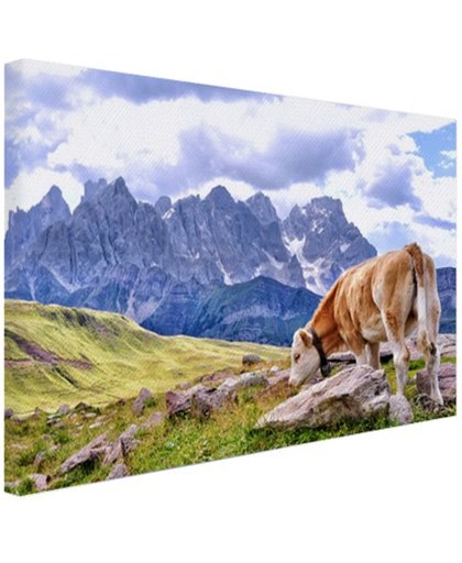 Koeien grazen alpenweide Canvas 180x120 cm - Foto print op Canvas schilderij (Wanddecoratie)