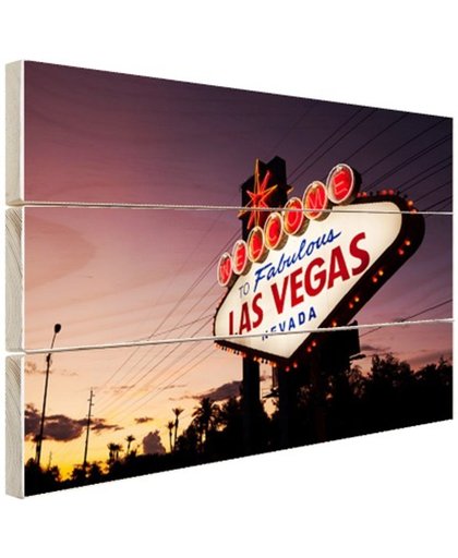 FotoCadeau.nl - Verlicht Las Vegas welkomsbord Hout 60x40 cm - Foto print op Hout (Wanddecoratie)