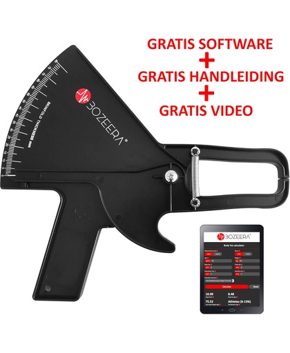 Huidplooimeter PRO / Vetmeter PRO / Vetpercentagemeter PRO / Inclusief GRATIS Software, Video Uitleg en Nederlandse Handleiding - BOZEERA©