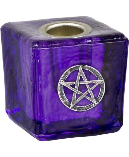 Mini kaarsenhouderset kubus paars Pentagram 2 stuks 3cmx3cm