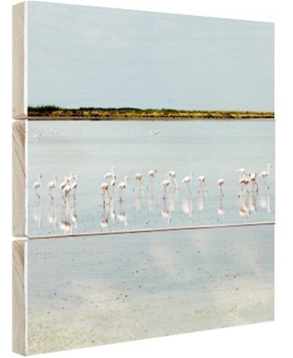 FotoCadeau.nl - Moderne foto met flamingos Hout 50x50 cm - Foto print op Hout (Wanddecoratie)