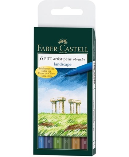 Faber Castell 6 Pitt artist pens brush landscape