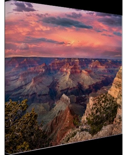 Zonsondergang Grand Canyon Canvas 180x120 cm - Foto print op Canvas schilderij (Wanddecoratie)
