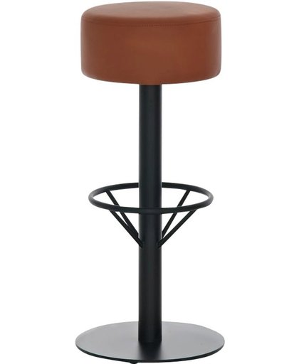 24Designs Barkruk Tessa - Zithoogte 85 cm - Zwart onderstel - Kunstleren zitting - Lichtbruin