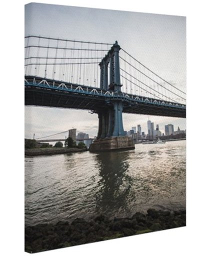NewYork Manhattan Bridge zonsondergang Canvas 120x180 cm - Foto print op Canvas schilderij (Wanddecoratie)