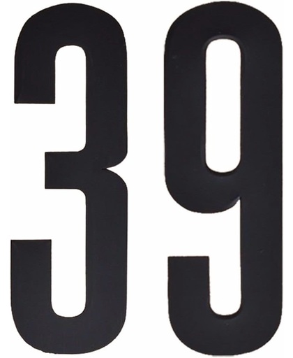Cijfer sticker 39 zwart 10 cm - klikocijfers / losse plakcijfers