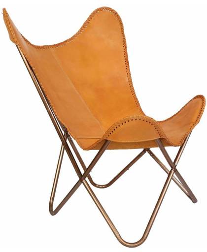 Mycha Ibiza Vlinderstoel – camel bruin – leren stoel – Butterflychair - Fauteuil - 09