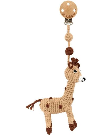 Sindibaba kinderwagen speeltje Giraffe met clip Speeltje Giraffe bruin