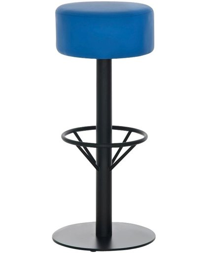 24Designs Barkruk Tessa - Zithoogte 85 Cm - Zwart Onderstel - Kunstleren Zitting - Blauw