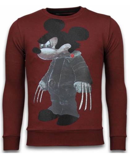 Local Fanatic Bad Mouse - Rhinestone Sweater - Bordeaux - Maten: XL