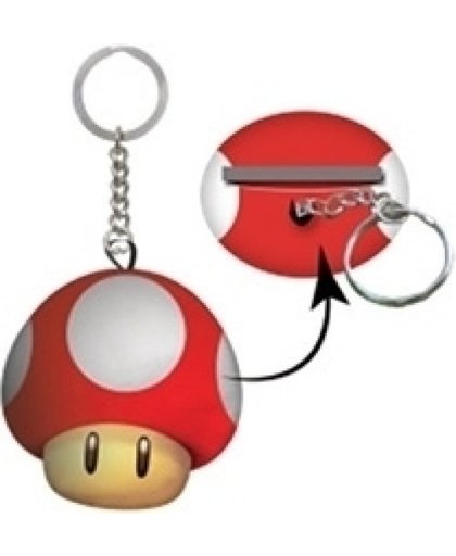 Super Mario Pluche Storage Keychain - Super Mushroom