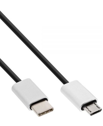 InLine 35842 2m USB C Micro-USB B Mannelijk Mannelijk Aluminium, Zwart USB-kabel