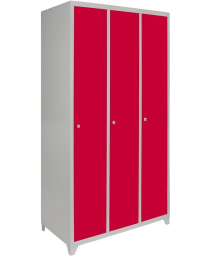 Lockers - Lockerkast metaal - locker kledingkast - Rood 3 Deurs - lockerkastje