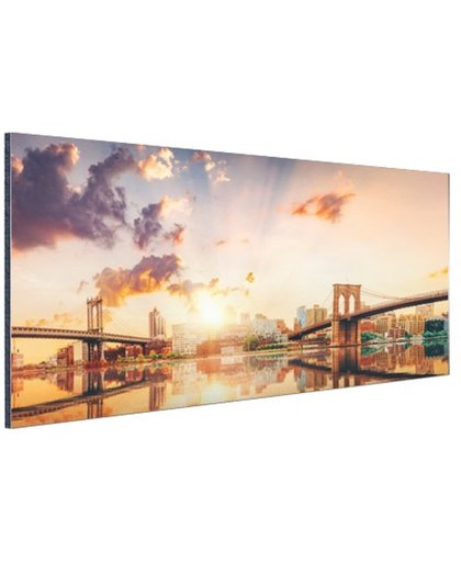 Twee bruggen New York Aluminium 180x120 cm - Foto print op Aluminium (metaal wanddecoratie)
