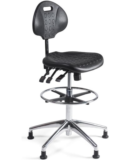 24Designs Werkstoel Hoog Alu - Verstelbare Zithoogte 57 - 83 Cm - Zwart