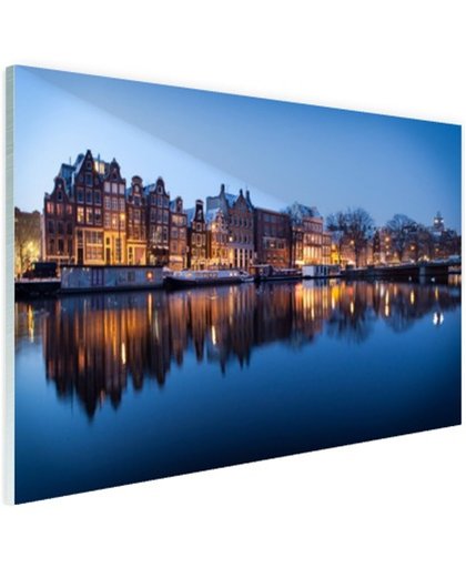 Zonsopgang grachten Amsterdam Glas 180x120 cm - Foto print op Glas (Plexiglas wanddecoratie)