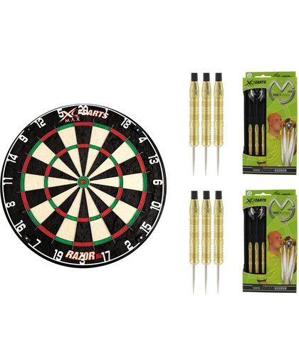 XQ Max - Razor HD Bristle - dartbord - inclusief 2 sets - Michael van Gerwen - 100% Brass - 20 gram - dartpijlen