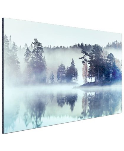 Mistig landschap  Aluminium 180x120 cm - Foto print op Aluminium (metaal wanddecoratie)