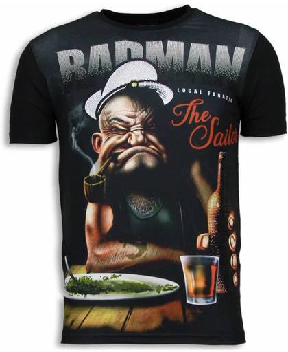 Local Fanatic Popeye Badman - Digital Rhinestone T-shirt - Zwart - Maten: XL