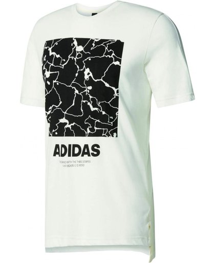 Adidas T'Shirt Structure - Heren - Créme/Zwarte Print - Maat XL