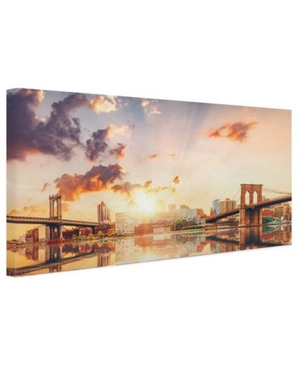FotoCadeau.nl - Twee bruggen New York Canvas 80x60 cm - Foto print op Canvas schilderij (Wanddecoratie)