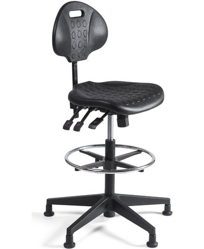 24Designs Werkstoel Hoog Nylon - Verstelbare Zithoogte 57 - 83 Cm - Zwart