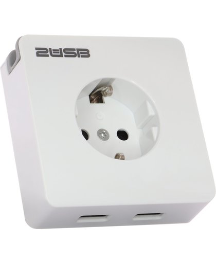 2USB easyCharge 8080 - USB stopcontact met 2 USB-uitgangen 12W en geïntegreerde telefoonhouder