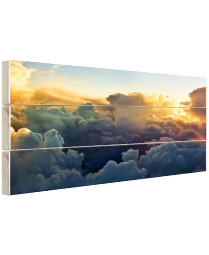 FotoCadeau.nl - Kijkje van bovenaf wolken Hout 120x80 cm - Foto print op Hout (Wanddecoratie)