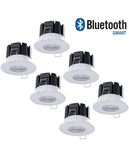 Stockholm - Bluetooth Inbouwspots - LED - Ø85mm - Aluminium - Set 6 spots - IP65
