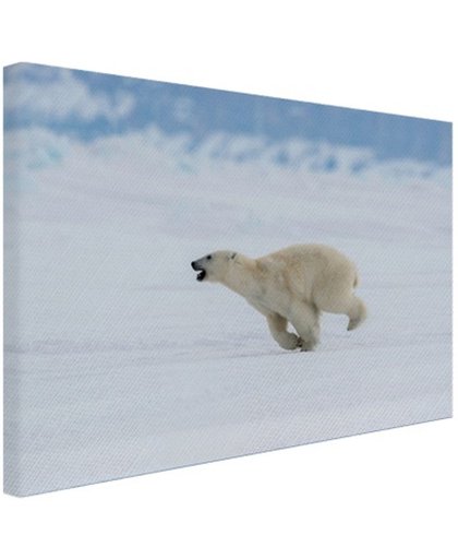 Ijsbeer bij bevroren zeeijs Canvas 80x60 cm - Foto print op Canvas schilderij (Wanddecoratie)