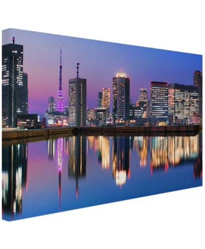 Tokyo skyline 's nachts Canvas 180x120 cm - Foto print op Canvas schilderij (Wanddecoratie)