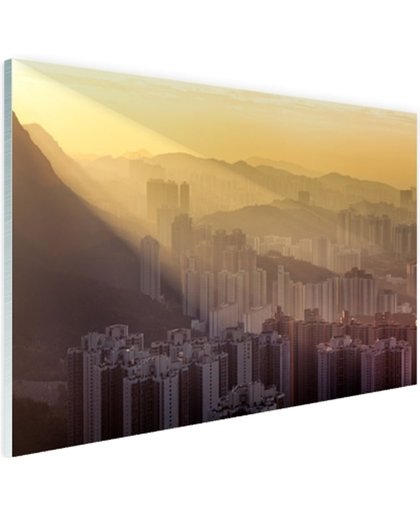FotoCadeau.nl - Bergen Hong Kong Glas 120x80 cm - Foto print op Glas (Plexiglas wanddecoratie)