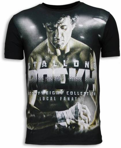 Local Fanatic Rocky Heavyweight - Digital Rhinestone T-shirt - Zwart - Maten: XL