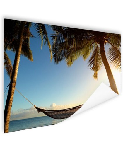 FotoCadeau.nl - Hangmat tussen palmbomen tropisch strand Poster 90x60 cm - Foto print op Poster (wanddecoratie)
