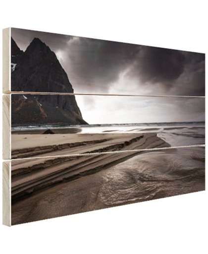 FotoCadeau.nl - Donkere lucht boven strand Hout 30x20 cm - Foto print op Hout (Wanddecoratie)