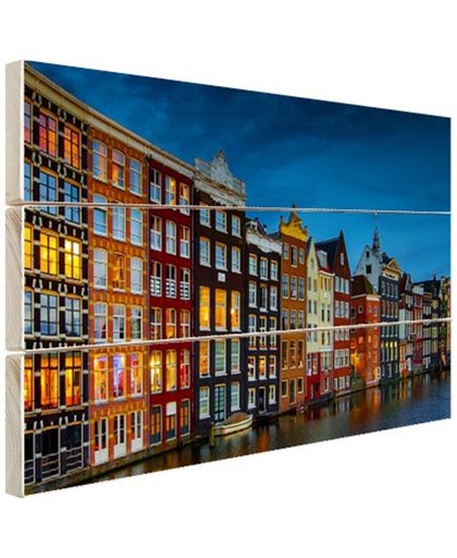 FotoCadeau.nl - Pakhuizen aan de gracht Amsterdam Hout 30x20 cm - Foto print op Hout (Wanddecoratie)